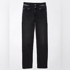 American Eagle Outfitters Stretch Super High Waisted Baggy Jeans with Cut Out